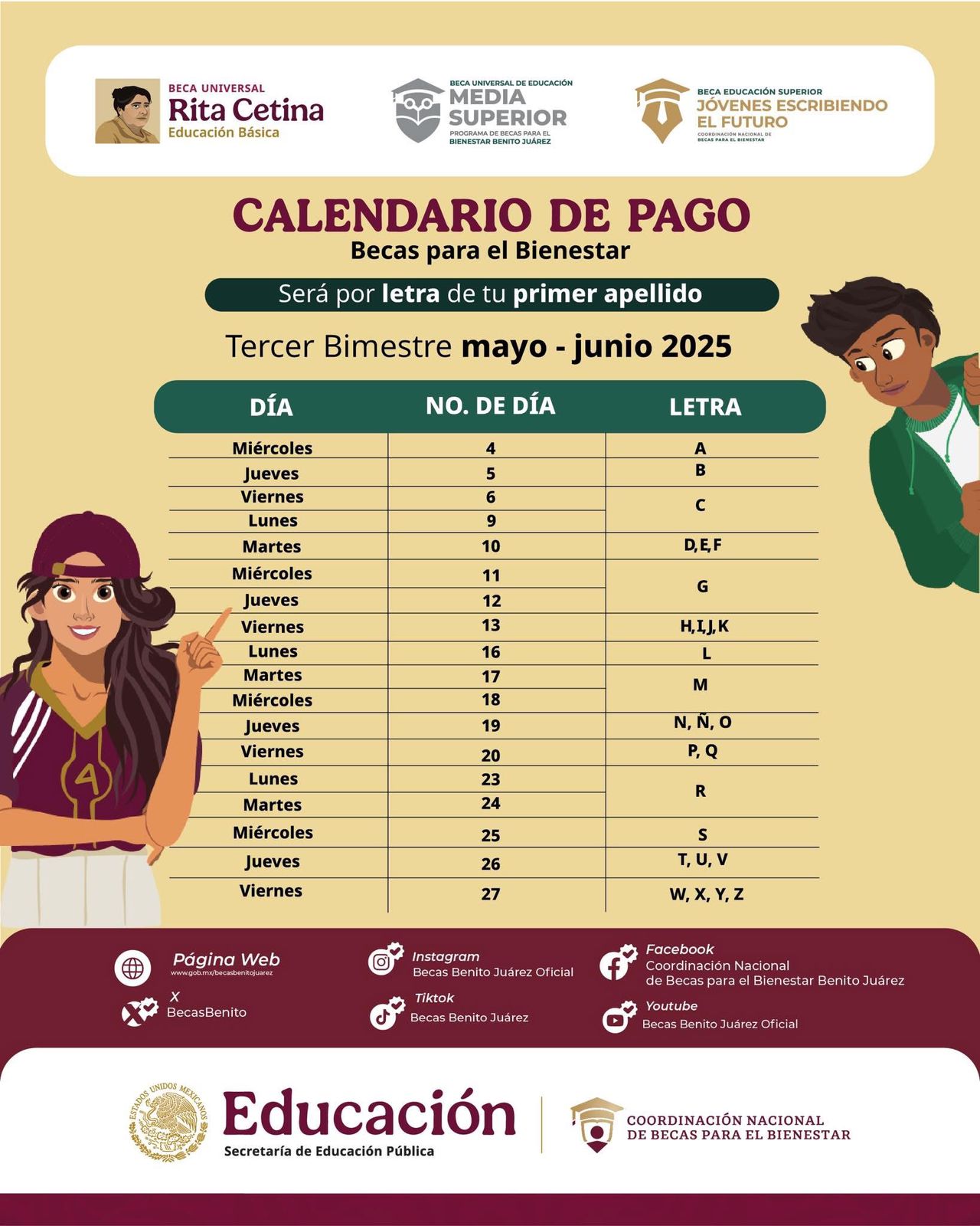 calendario pagos becas